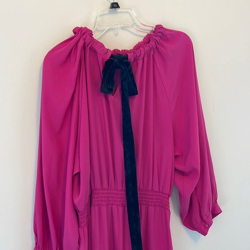 hot pink midi dress with tie